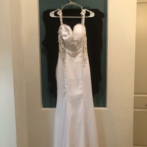 Sexy low back wedding dress with lace sides